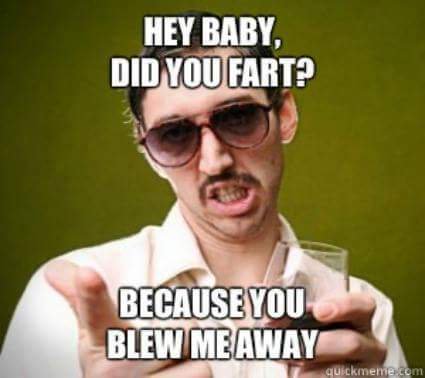 Hey baby did you fart? Because you blew me away fart meme